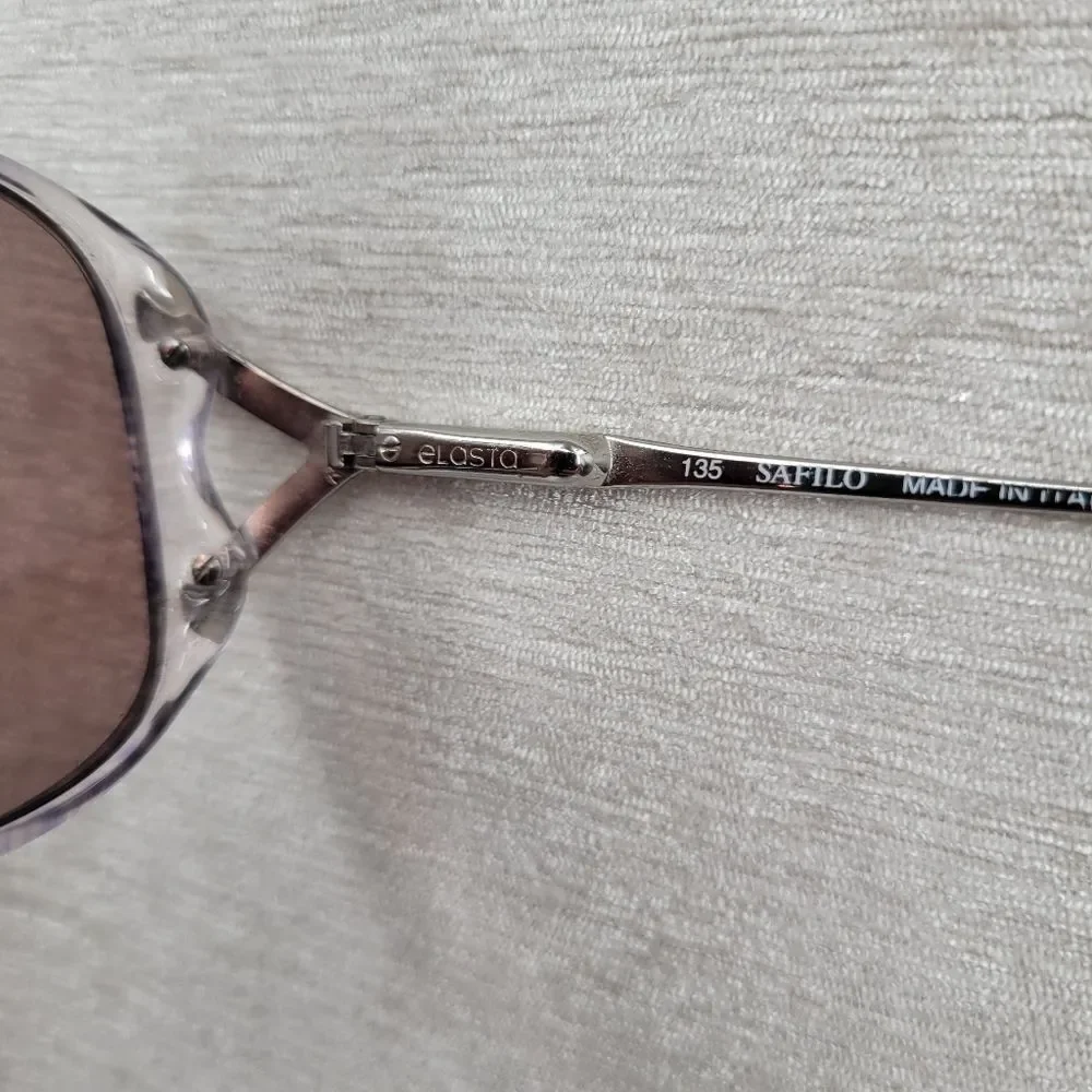 Elasta Italian Vintage Clear and Blue Streak Frames Eyeglasses Glasses